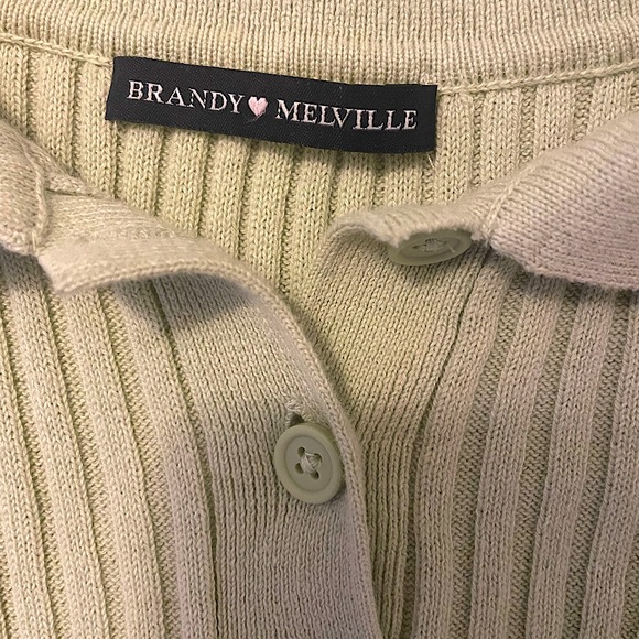Brandy Melville Light Green Bridget Knit Collared Crop Top - Size S - Picture 4 of 5